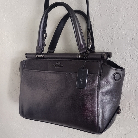 Coach Grace 20 Metallic Gray Leather Crossbody Handbag - Picture 4 of 16